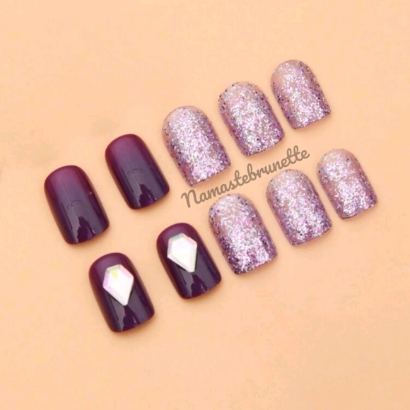 3D Rhinestone & Glitter Press On Nails - Picture 9 of 16